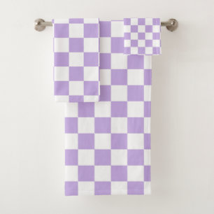 Geruite Lavendel en Wit Bad Handdoek