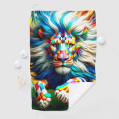 geruite leeuw golfhanddoek (Insitu)