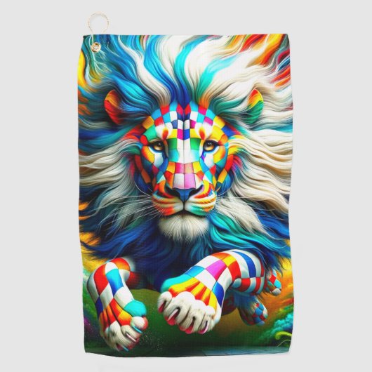 geruite leeuw golfhanddoek (Voorkant)