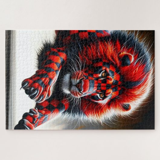 geruite leeuw legpuzzel (Horizontaal)