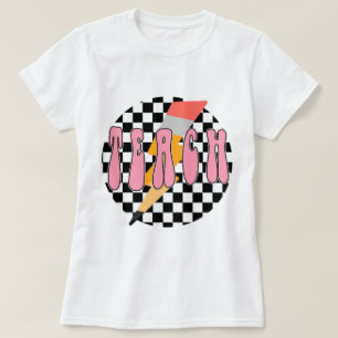 Geruite lerarenshirt, retro potlood leraren shirt, t-shirt