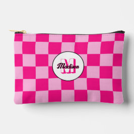 Geruite licht roze geometrische retro monogram etui