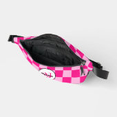Geruite licht roze geometrische retro Monogram Heuptasje (Open)