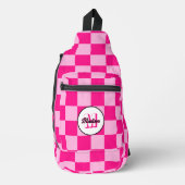 Geruite licht roze geometrische retro Monogram Sling Bag (Voorkant)