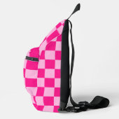Geruite licht roze geometrische retro Monogram Sling Bag (Rechts)