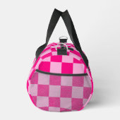 Geruite lichtroze geometrische retro monogram plunjezak (Rechts)