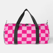 Geruite lichtroze geometrische retro monogram plunjezak (Achterkant)