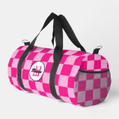 Geruite lichtroze geometrische retro monogram plunjezak (Rechterhoek)