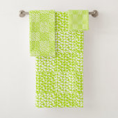 Geruite Liefde in Lime Groen en Wit Bad Handdoek (Insitu)