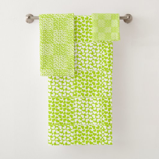 Geruite Liefde in Lime Groen en Wit Bad Handdoek (Insitu)