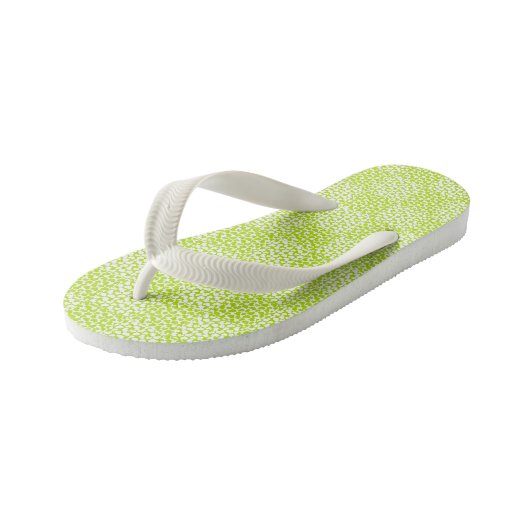 Geruite Liefde in Lime Groen en Wit Kinder Teenslippers (Schuin)