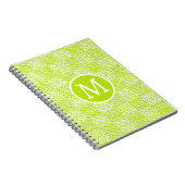 Geruite Liefde in Lime Groen en Wit Monogram Notitieboek (Rechterzijde)