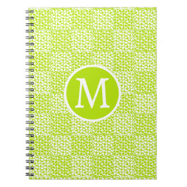 Geruite Liefde in Lime Groen en Wit Monogram Notitieboek