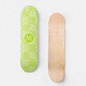 Geruite Liefde in Lime Groen en Wit Monogram Persoonlijk Skateboard (Voorkant)
