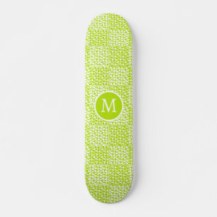 Geruite Liefde in Lime Groen en Wit Monogram Persoonlijk Skateboard