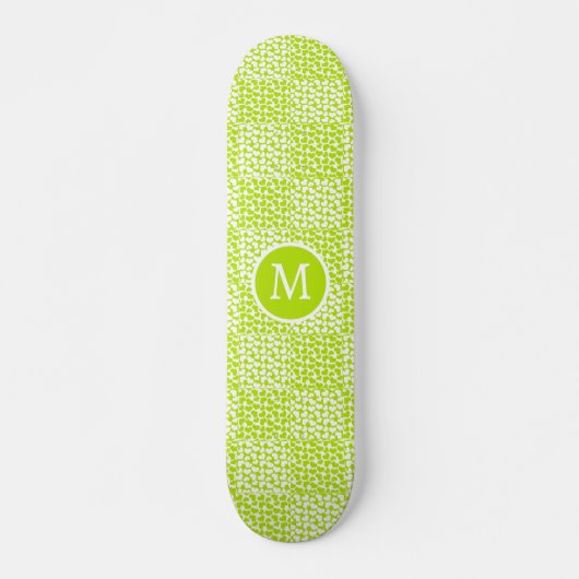 Geruite Liefde in Lime Groen en Wit Monogram Persoonlijk Skateboard (Voorkant)