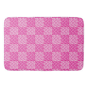 Geruite Liefde in Magenta en Wit Badmat