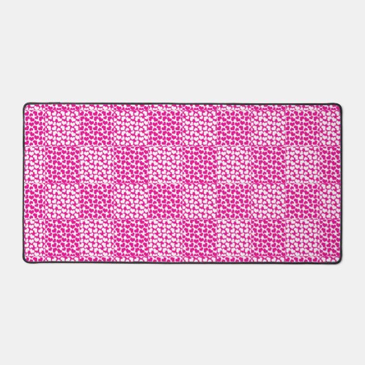 Geruite Liefde in Magenta en Wit Bureaumat (Voorkant)