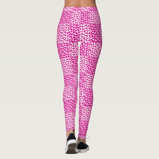 Geruite Liefde in Magenta en Wit Leggings (Achterkant)