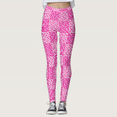 Geruite Liefde in Magenta en Wit Leggings (Voorkant)