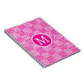 Geruite liefde in magenta en wit monogram notitieboek (Rechterzijde)