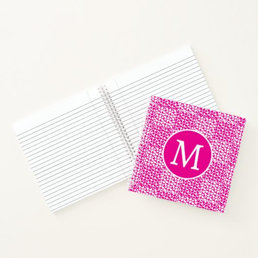 Geruite liefde in magenta en wit monogram notitieboek (Binnen)