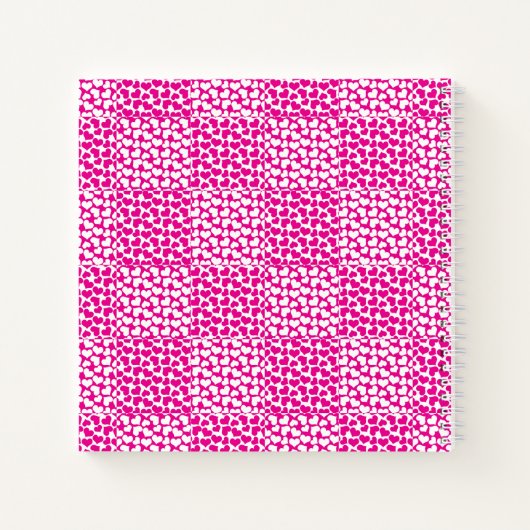 Geruite liefde in magenta en wit monogram notitieboek (Achterkant)