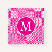 Geruite liefde in magenta en wit monogram notitieboek (Voorkant)