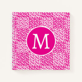 Geruite liefde in magenta en wit monogram notitieboek