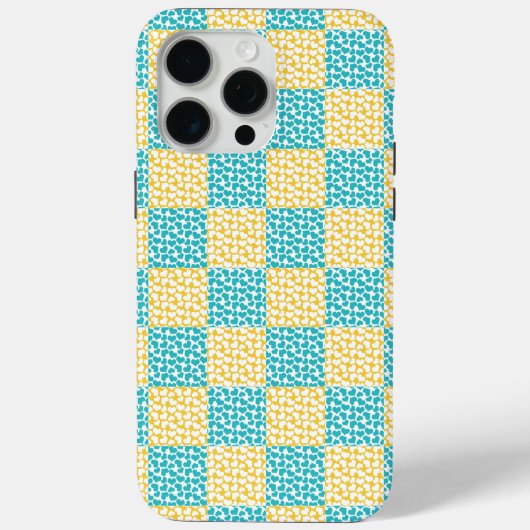 Geruite Liefde in Turquoise, Geel en Wit Case-Mate iPhone Case (Achterkant)