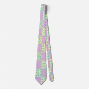 Geruite Liefde-Pastel Roze, Geel, Paars & Groen Stropdas