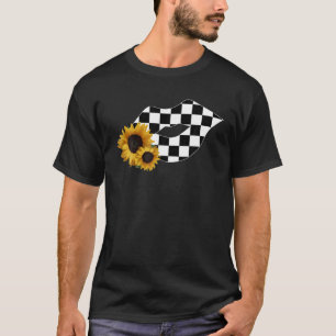 Geruite lippen kussen plaid gele zonnebloem racen t-shirt