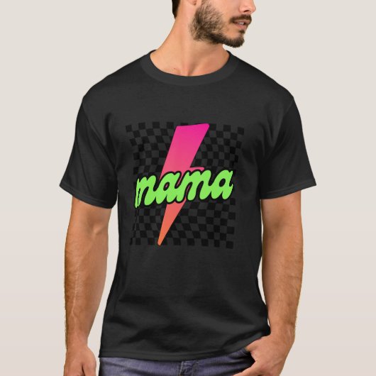 Geruite Mama Bolt Bliksem Moederdag Mama Life T-shirt (Voorkant)