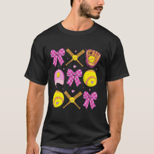 Geruite Mama Bow Schattige Softbal Mom Vrouwen Gam T-shirt
