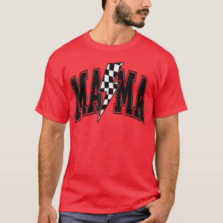 Geruite Mama Lightning Bolt Moederdag Moeder b T-shirt