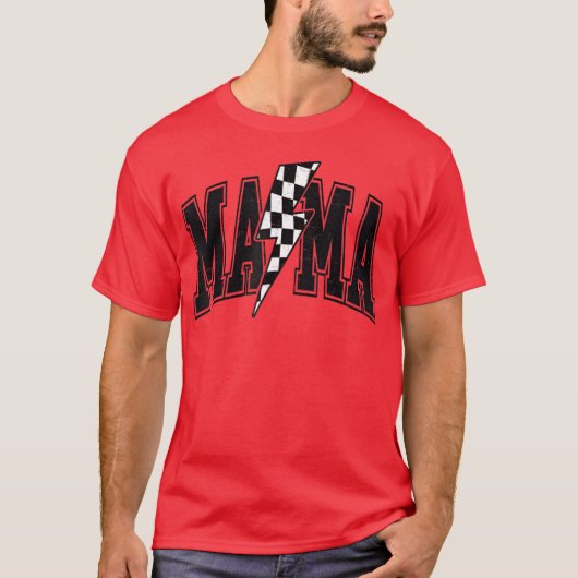 Geruite Mama Lightning Bolt Moederdag Moeder b T-shirt (Voorkant)