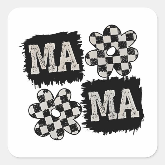 Geruite Mama Moederdag Mama To Be Vierkante Sticker (Voorkant)