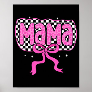 Geruite mama schattige roze coquette strik moeder  poster