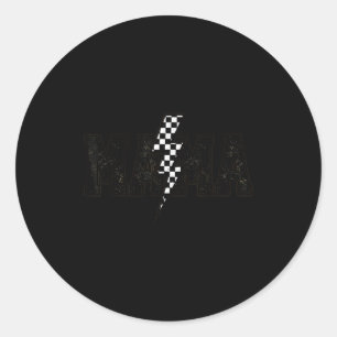Geruite mama zwart wit grappige moederdag Chec Ronde Sticker