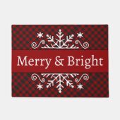 Geruite Merry & Bright sneeuwvlok Deurmat (Voorkant)