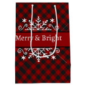 Geruite Merry & Bright sneeuwvlok Medium Cadeauzakje (Achterkant)