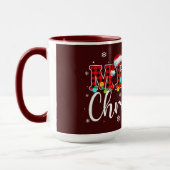 Geruite MERRY Letters met Kerstmannenhoed  Mok (Links)