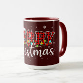 Geruite MERRY Letters met Kerstmannenhoed  Mok (Voorkant rechts)