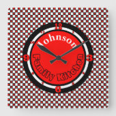 Geruite Met monogram Vierkante Klok (Voorkant)