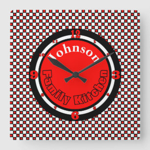 Geruite Met monogram Vierkante Klok