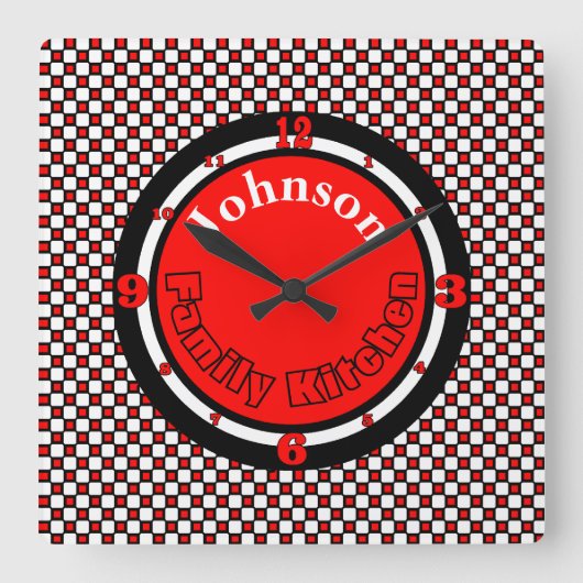 Geruite Met monogram Vierkante Klok (Voorkant)