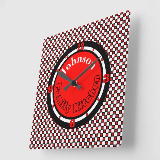 Geruite Met monogram Vierkante Klok (Hoek)