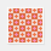 Geruite Mid Century Roze Sinaasappel Starbursts Servet (Voorkant)