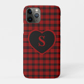 Geruite Monogram Kerst Rode Buffel Plaid Case-Mate iPhone Case (Achterkant)