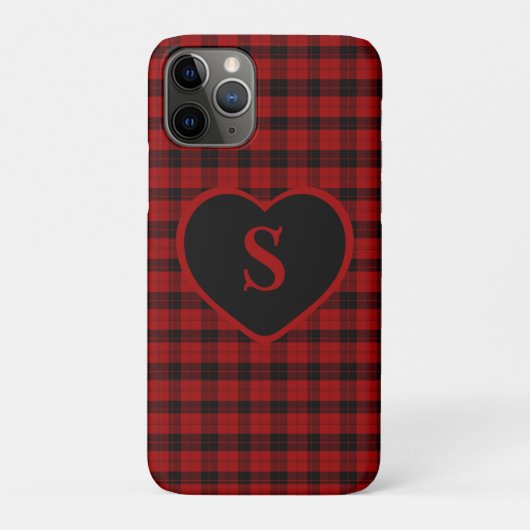 Geruite Monogram Kerst Rode Buffel Plaid Case-Mate iPhone Case (Achterkant)